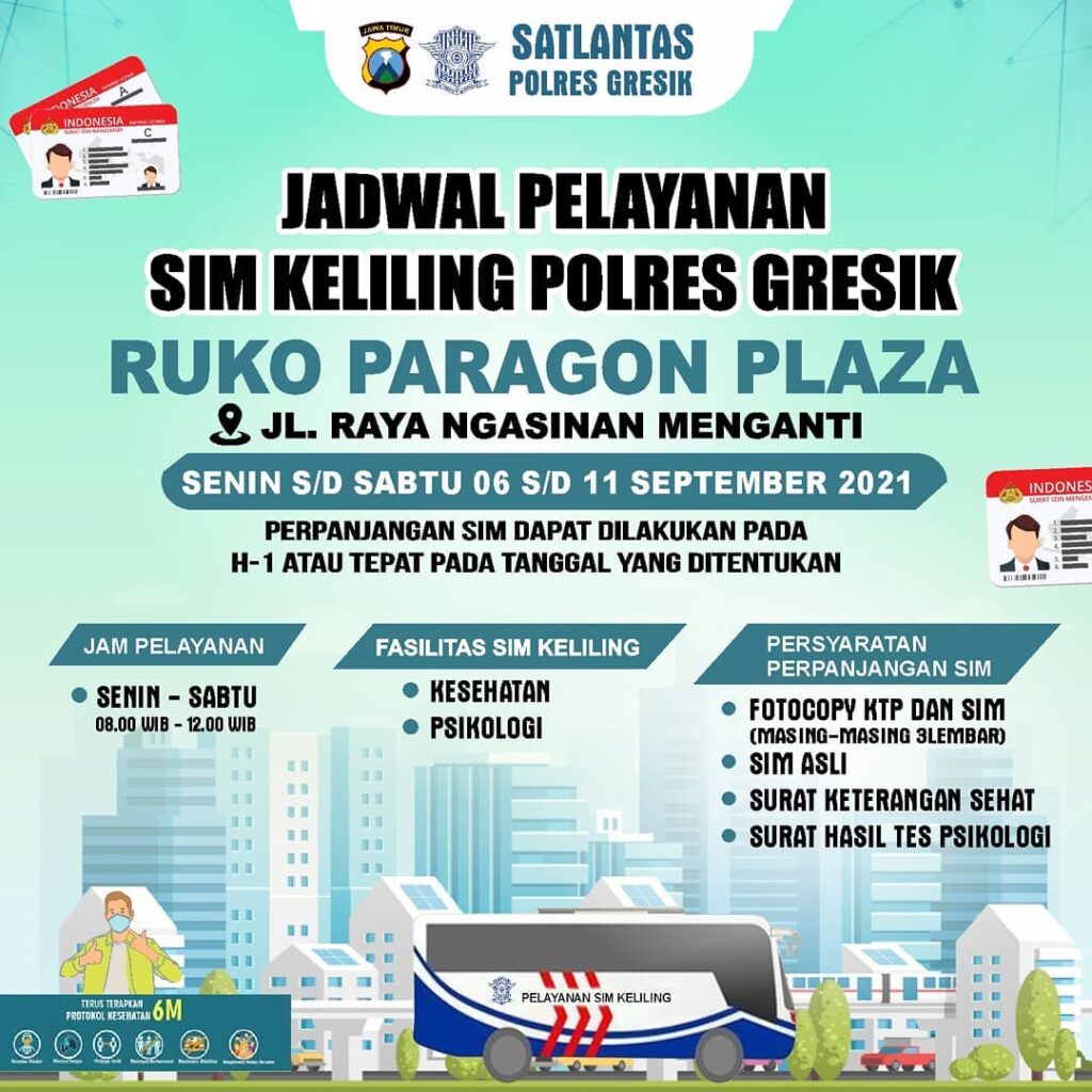 Jadwal Sim Keliling Gresik Minggu ini September 2021