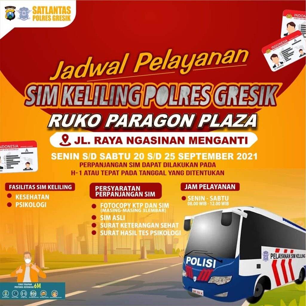 Jadwal Sim Keliling Gresik September 2021 (Minggu ke 3)