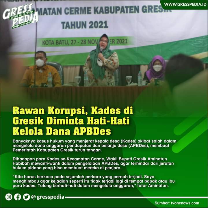 Rawan Korupsi, Kades di Gresik Diminta Hati-Hati Kelola Dana APBDes