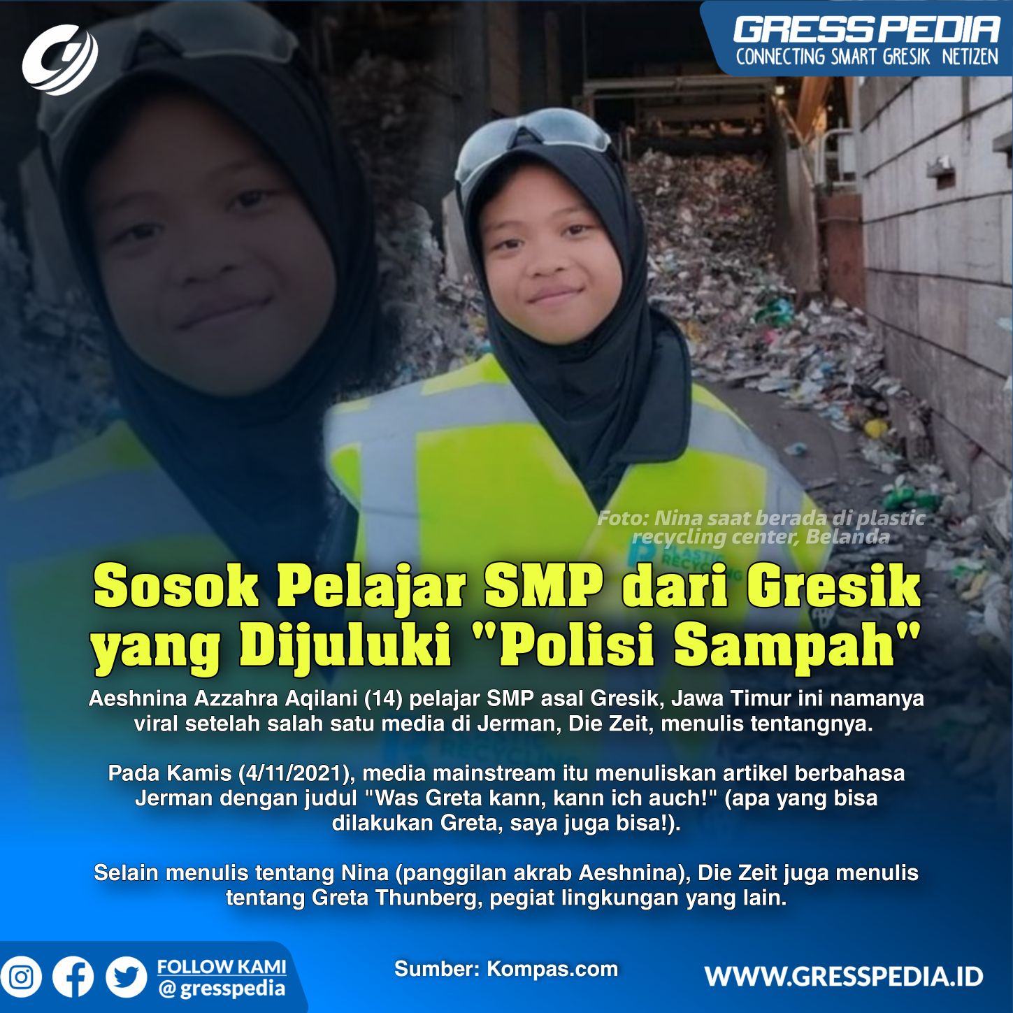 Sosok Pelajar SMP dari Gresik yang Dijuluki "Polisi Sampah"