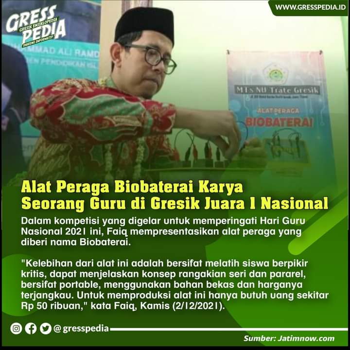 Alat Peraga Bio baterai Karya Seorang Guru di Gresik Juara 1 Nasional