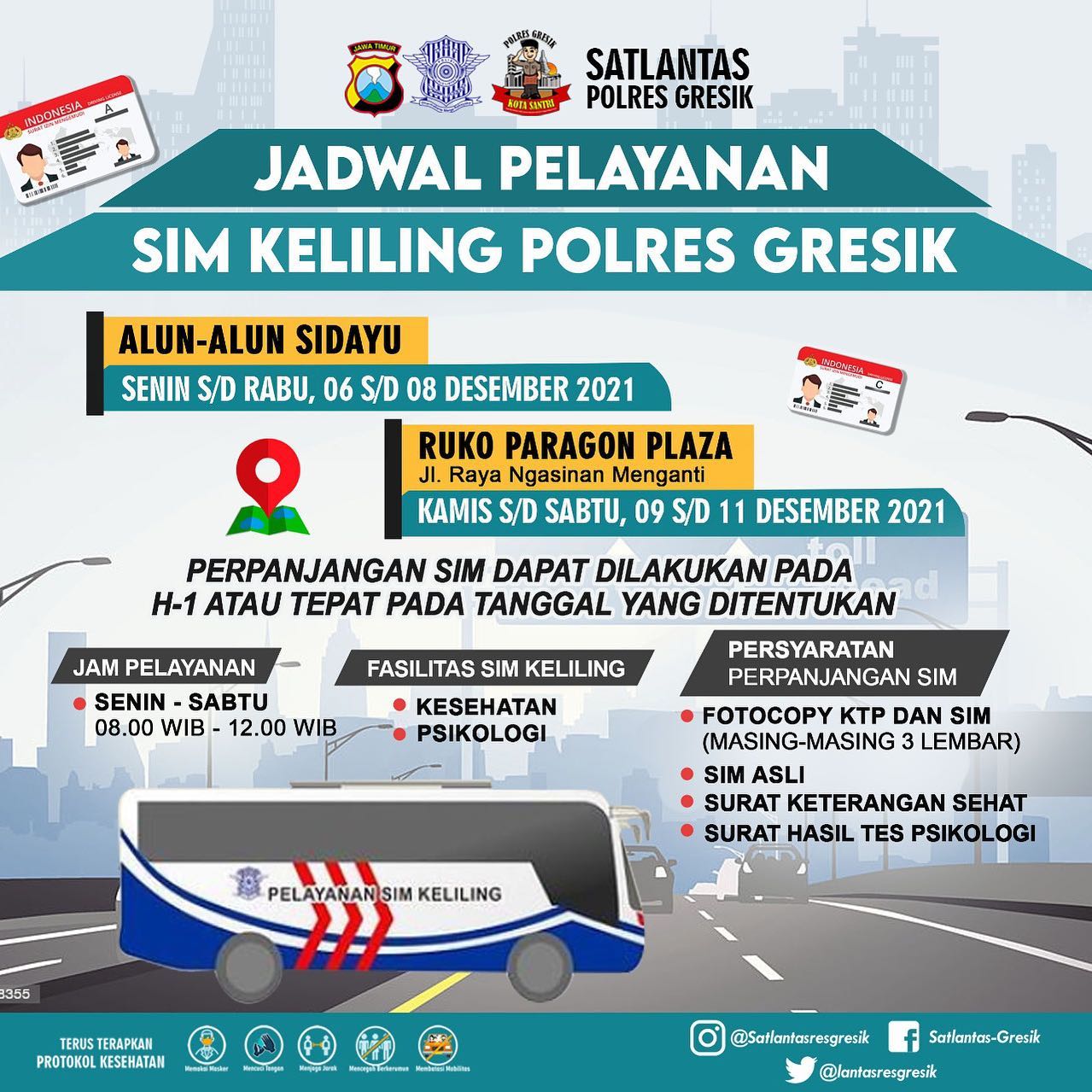 Jadwal Sim Keliling Gresik Desember 2021 (Minggu ke 2)