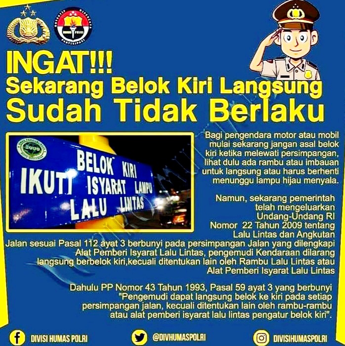 Udah Pada Tahu? Belok Kiri Langsung di Lampu Merah Tidak Boleh Loh
