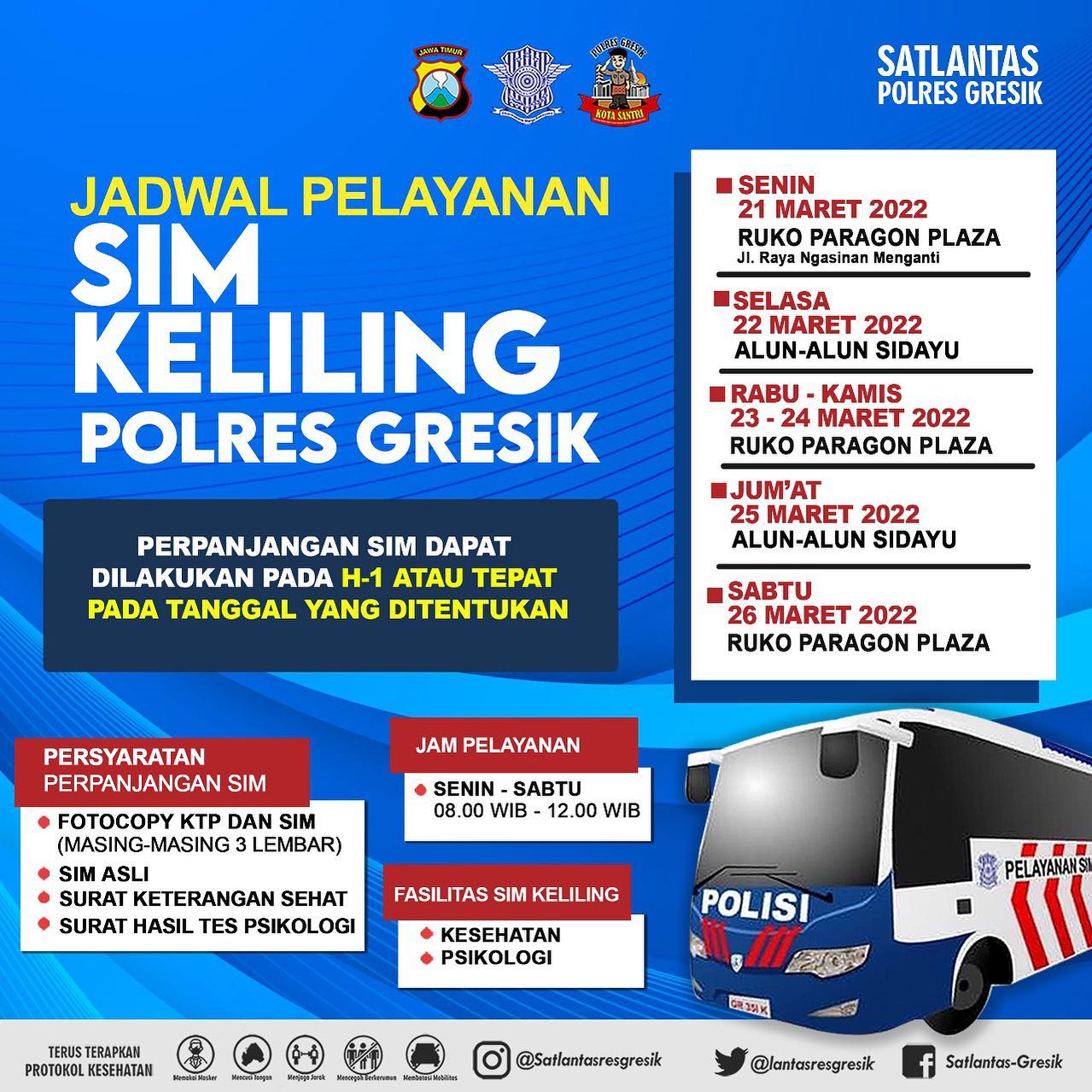 Jadwal Sim Keliling Gresik Maret 2022 (Minggu ke 4)