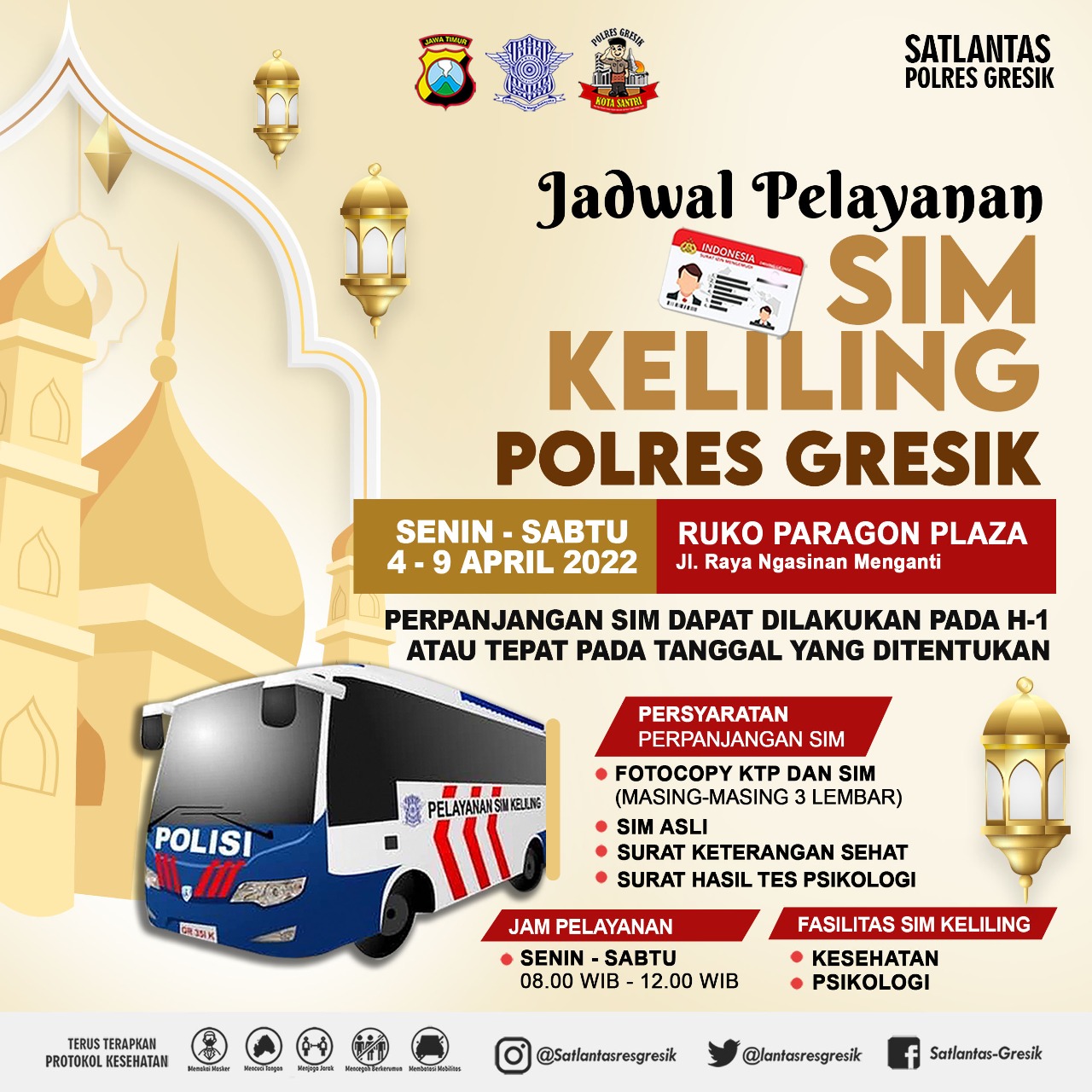 Jadwal Sim Keliling Gresik April 2022 (Minggu ke 1)