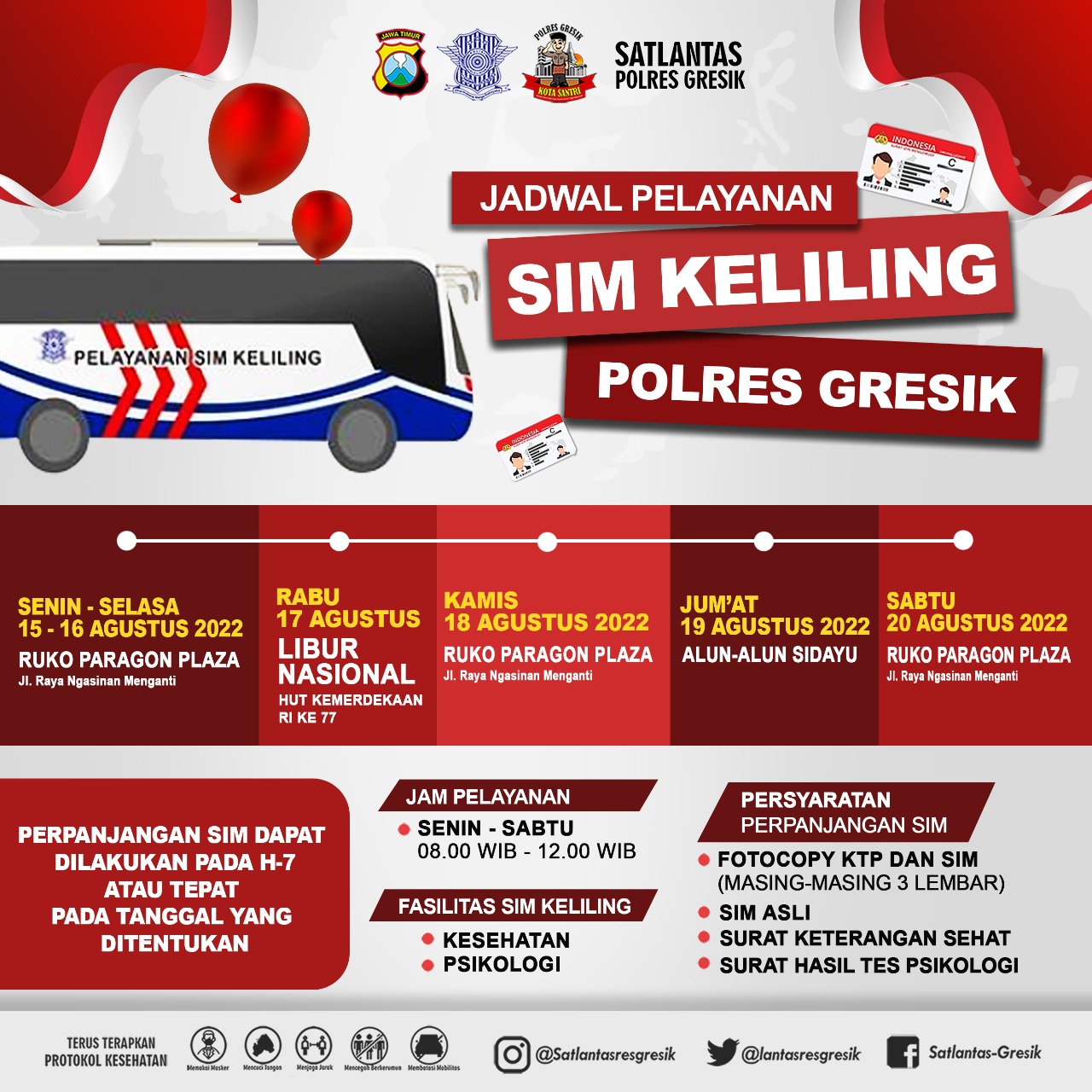 Jadwal Sim Keliling Gresik Agustus 2022 (Minggu ke 3)