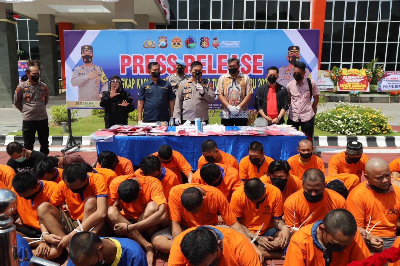 12 Hari, Polres Gresik Berhasil Bekuk 48 Tersangka Penyalahgunaan Narkoba