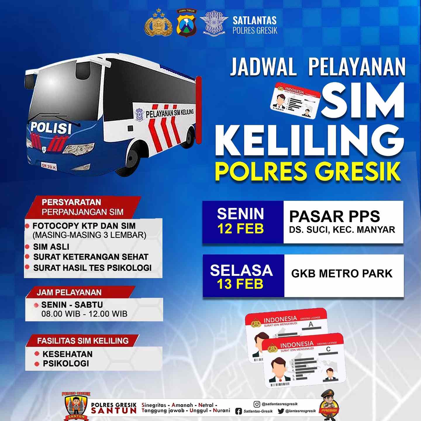 Jadwal Sim Keliling Gresik 12-13 Februari 2024